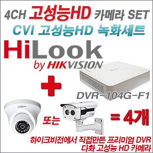 [EVENT] [CVI 다화 고성능] DVR-104G-F1 4CH + 다화 고성능 카메라 4개 SET (실내/외 6mm렌즈 출고)