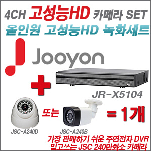 [EVENT] [AHD-2M] JR-X5104 4CH + 240만화소 카메라 1개 SET (실내/실외형 3.6mm 렌즈 출고)