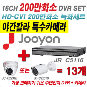 [EVENT] [CVI-2M] JR-C5116 16CH + 주연전자 200만화소 야간칼라 카메라 13개 SET (실내/실외형 3.6mm 렌즈 출고)