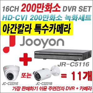 [EVENT] [CVI-2M] JR-C5116 16CH + 주연전자 200만화소 야간칼라 카메라 11개 SET (실내/실외형 3.6mm 렌즈 출고)