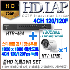 HTR-464+HTV-1372R(3.6mm) 1개세트(10M케이블+아답타포함)