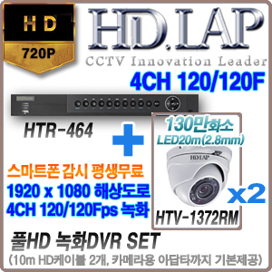 HTR-464+HTV-1372RM(2.8mm) 2개세트(10M케이블+아답타포함)